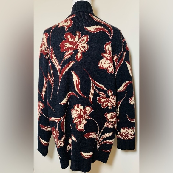 Le Serein Floral Knit Cardigan Sweater Open Front Women Large - Picture 2 of 6